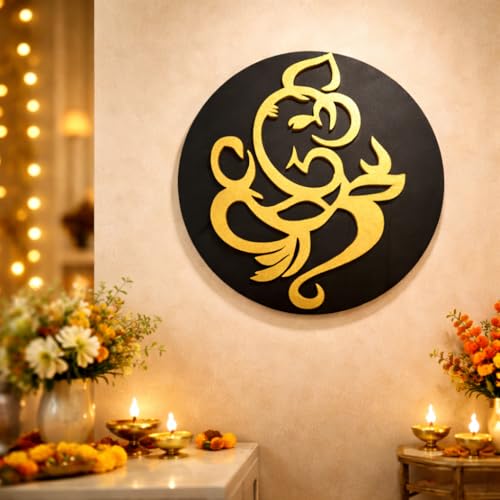 Décoration murale Ganesh de qualité supérieure en bois MDF effet 3D