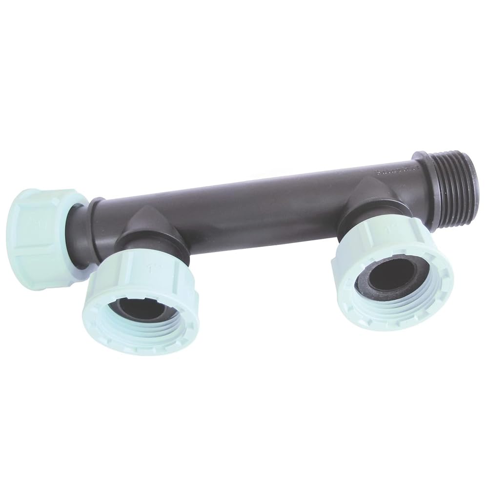 Suinga Te Collecteur d'arrosage 1" pour 2 ou 3 électrovannes de jardin