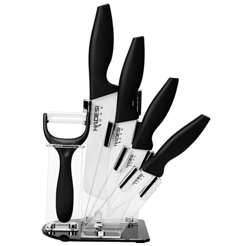 pantrytine Lot de 6 Professionnel Couteau Cuisine - Couteau Ceramique avec Bloc - pour Couper...