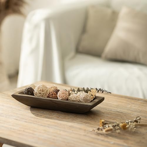 image for Hanobe Decorative Wooden Dough Bowl: Wood Bowl Decor for Entry Table D