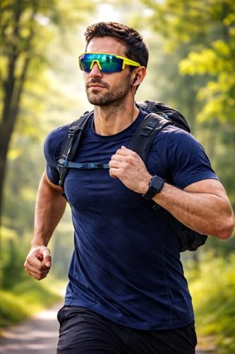 Image of Zynic Men's Stylish Sports Sunglasses For Unisex | UV400 Protection Classic Wrap Around Googles |Sports Shades for Driving,Cyclining Outdoor & Travel | Googles for man's