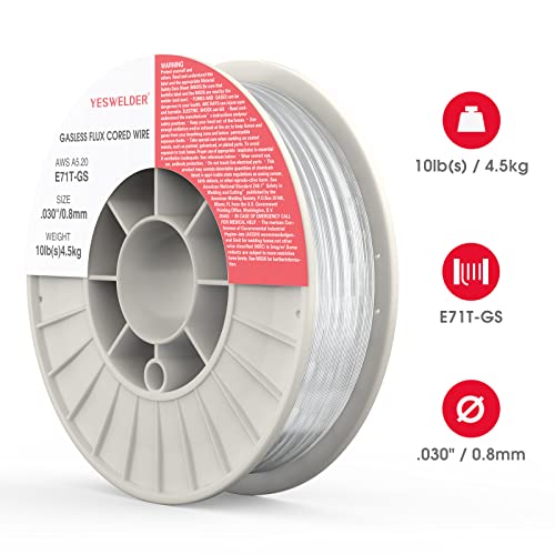 Yeswelder Flux Core Mig Wire, Mild Steel E71Tgs .030-Diameter, 10-Pound Strong Abs Plastic Spool Welding Wire #TOP3