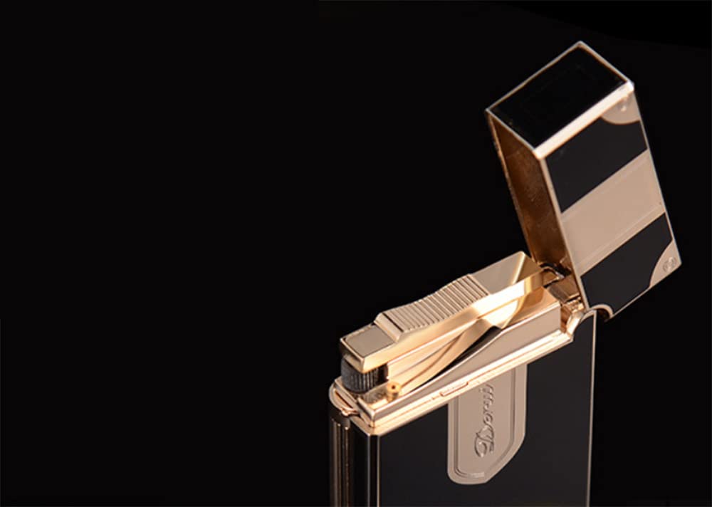 Briquet coupe-vent portable rechargeable au gaz butane avec flamme réglable - Cadeau rétro pour homme