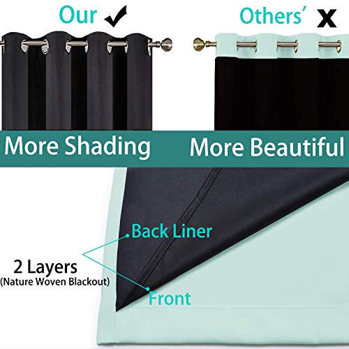 Image of Yakamok 2 Thick Layers Completely Blackout Window Treatment Thermal Insulated Noise Reducing Drapes for Living Room(52Wx96L, Aqua, 2 Panels)