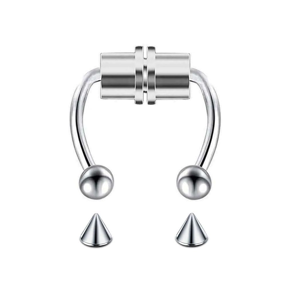 Womens Silver Magnetic Septum Nose Ring: (gio/jwl34-a)-image-11