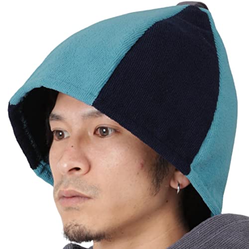 PONTAPES(ポンタペス) サウナハット 全20色 2サイズ タオル生地 丸洗い可能 メンズ レディース PPOH-555 サックス×ネイビー SMのぼせ防止 テントサウナ 外気浴 男女兼用 サウナグッズ