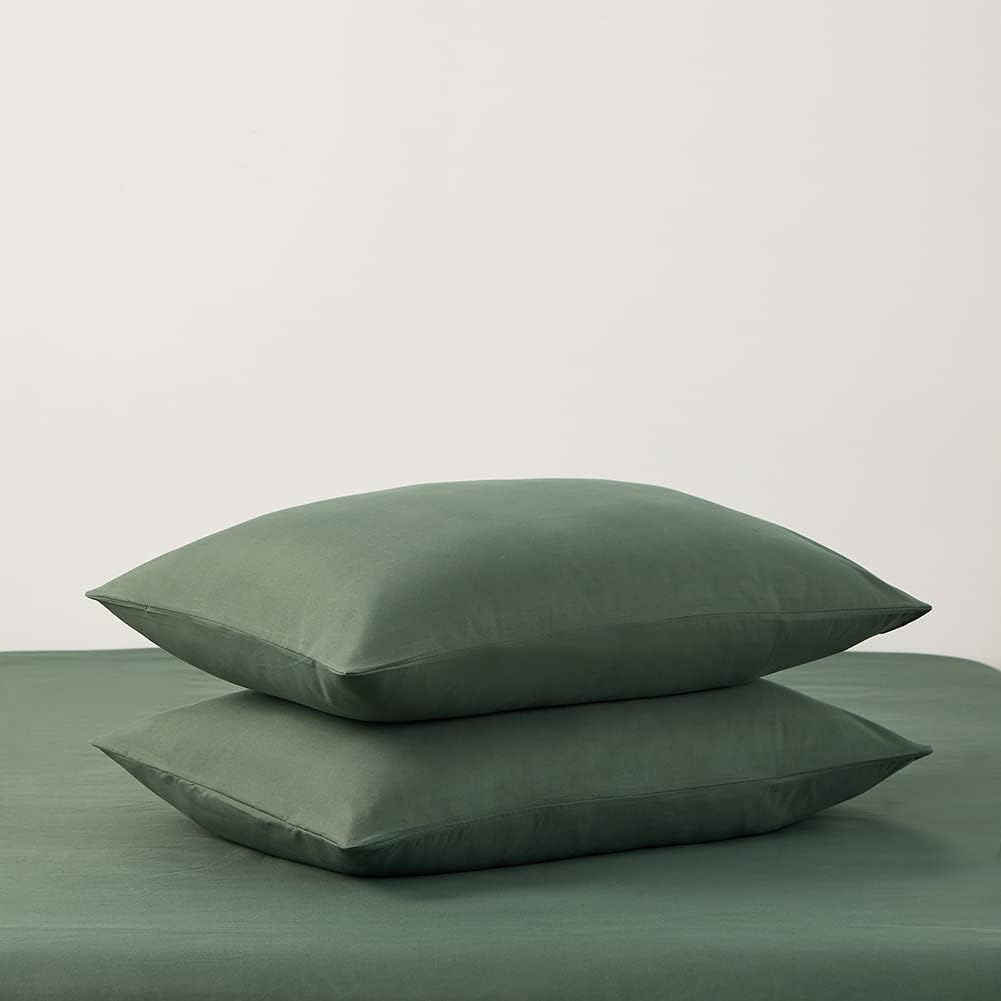 Omelas Sea Spray Green Duvet Cover Set Queen Size Solid Colored Bedding Sets Soft Microfiber Quilt Covers with Zipper Closure Corner Ties,No Comforter (WJL-OMUS-SJT-123GN-Queen)