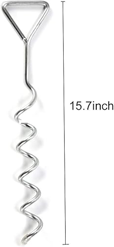 Miniatura 6 de Juego de 4 estacas de acero con forma de sacacorchos para cama elástica resistente, anclaje galvanizado de seguridad para el suelo, estacas de