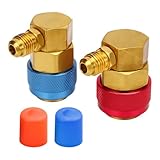 Norkmdi 2PCS Car R134a Quick Coupler, 1/4' SAE Male Flare High Low Pressure Freon Manifold Gauge Connector Kit, AC R134A Refrigerant Adapters Fitting for Car AC System Recharging