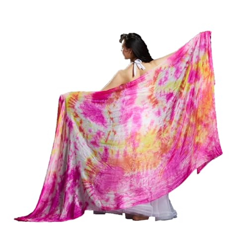 Aumulen Women Colorful Professional Belly Dance Silk Veils Hand Made Tie Dyed Scarf
