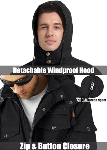 Magcomsen MCS9933D-153-BLACK-4XL-0 Winter Coats For Mens Military Parka Jacket Fleece Lined Winter Cargo Jackets Black L thumb #3