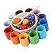 Hellery Palline Arcobaleno in Tazze Giocattolo Montessori Gioco sorter in Legno 12 Palline età 1+ Colore Ordinamento e conteggio Educazione all'apprendimento
