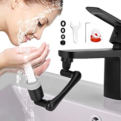 Faucet Extender Aerator 1440° Swivel Tap Aerator for 20mm, 22mm, 24mm Water Saving Splash-Proof Kitchen Bathroom Sink Faucet Sprayer with Adjustable 2 Modes Bathroom Brass Faucet Bubbler Filter Cover