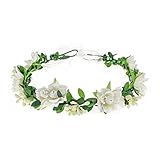 Vividsun Wedding Hair Wreath Floral Garland Crown Headpiece Adjustable Rose Flower Crown (A-white)