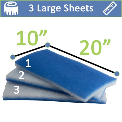 Image of Five Star Filter Floss Premium 2 Inch Thick Aquarium Pond Filter Floss | Value Pack (3 Large Pads) 600 sqin | Double Bonded Poly Filter Pads | Easy Cut to fit | Clean Clear Water