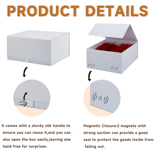 Image of Rsgift 3 Packs Gift Box 18x15x6.1 Inches,White Gift Boxes with Lids,Collapsible Groomsmen Proposal Box with Magnetic,Extra Large Gift Boxes for Presents,Wedding,Christmas,Birthday