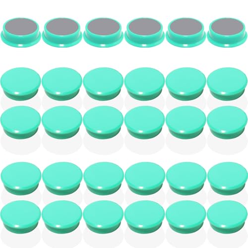 Image of DUJEQM 30PCS Fridge Magnets - Heavy Duty Round Mini Magnets for Whiteboard, Kitchen, Office & School - Strong Magnet Small Cute Decorative Magnets for Crafts Presentation Supplies Notice Board, Green