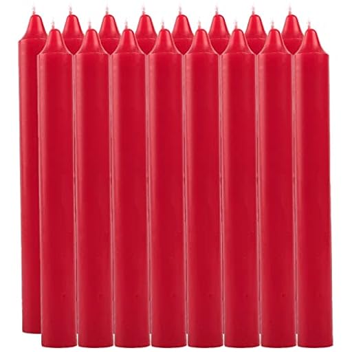 Pack de 16 Velas Cilíndricas de Parafina Pura y Mecha de Algodón, 17.5 cm - Larga Duración, Sin Perfume, Ideal para Decoración, Rituales y Eventos - Roja | Ya disponible en tu tienda friki favorita! En mundofriki.es!