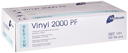 Meditrade Vinyl 2000 Einweghandschuhe puderfrei - latexfrei, glatt, mit Rollrand, Vinyl Untersuchungshandschuhe für Pflege, Medizin & Industrie - Mittel - 100 Stück – Bild 3
