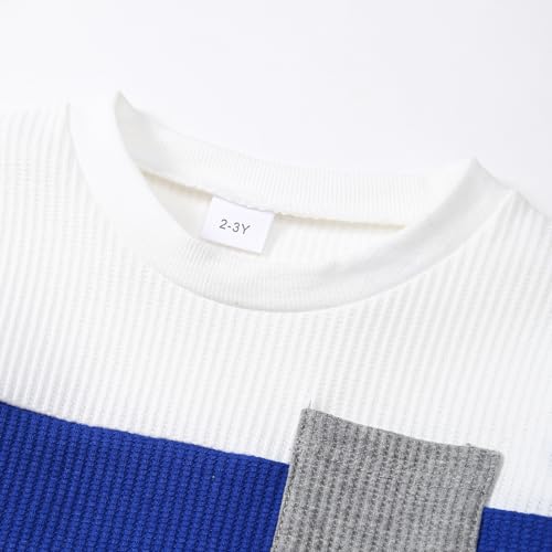 Image of Kid Toddler Boy Clothes Color Block Sweatshirt and Casual Pants 2Pcs Boys Fall Winter Outfits 1-5T