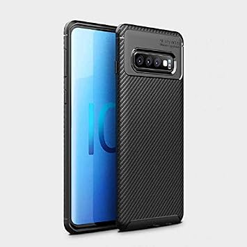 Spia Samsung Galaxy S10 ile uyumlu Kılıf Siyah Karbon Silikon Orijinal Esnek İnce Geliştirilmiş Dayanıklı Darbe Karşıtı Koruyucu Yeni Nesil Tasarım (Samsung Galaxy S10, Siyah)