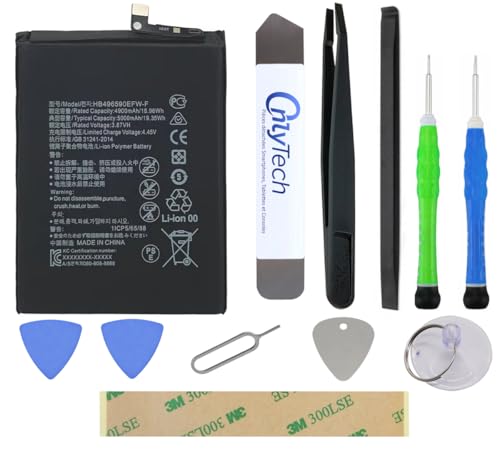 OnlyTech HB496590EFW - Kit de reparación para Huawei Honor X6 / X7 / X8 5G / Honor 70 Lite - 5000mAh - Calidad idéntica con 10 herramientas y adhesivo