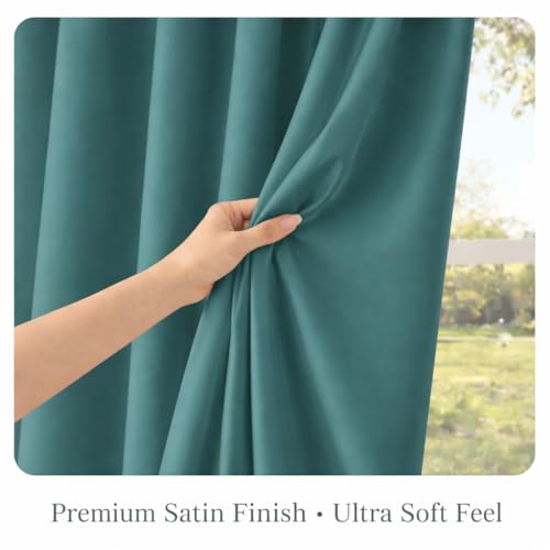 Image of STITCHNEST 'Solis Series' Premium Satin Room Darkening Curtains 7 Feet Long Set of 1 | Door Curtain 7 x 4 Feet | Blocks 70-80% Light | Ideal for Bedroom, Living Room & Home Decor