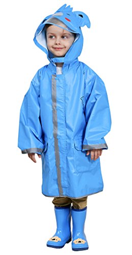 DAWNTUNG Traje de Lluvia Plegable Chubasquero Impermeable con Capucha Niño Dibujo Amimado L 115-135cm Azul