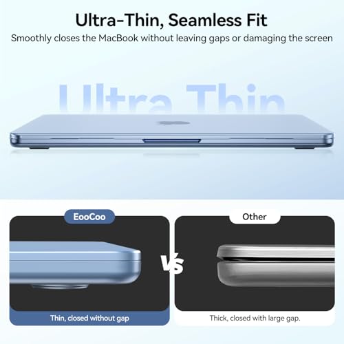 Image of EooCoo for MacBook Air 13 inch Case M5 /M4 /M3 /M2 2026-2022, Matte Sky Blue | Scratch Resistant, Fit for Air 13.6 inch, Hard Shell, Keyboard Cover, Screen Film & Type-C Included, A3449 /A3240 /A3113 /A2681