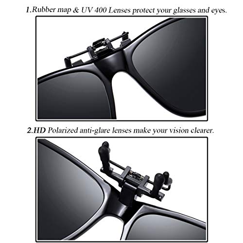Image of Polarized Clip-on Sunglasses Anti-Glare UV Protection Driving Sun Glasses Over Prescription Glasses