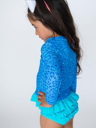 Image of RuffleButts Baby /Toddler Girls Long Sleeve Rash Guard UPF50+ Sun Protected Bikini Swimsuit