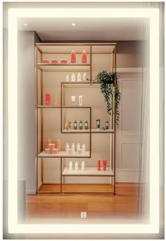 Espelho jateado lapidado decorativo Retangular 80x90cm luz botão ...