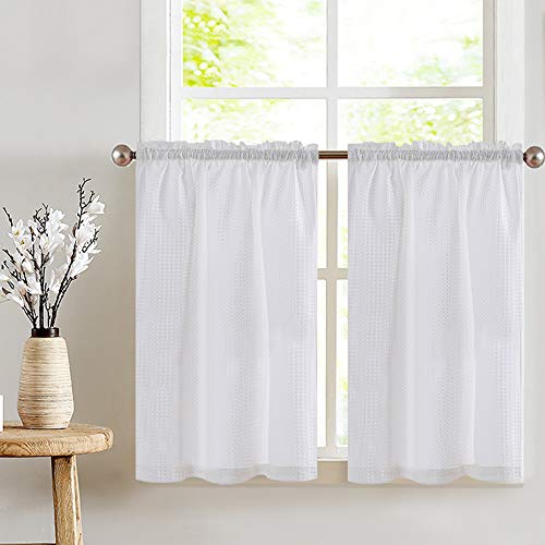 jinchan 95% Blackout Boho Kitchen Curtains 24 Inches Cafe Tier Curtains Bohemian Small Drapes for Bedroom RV Basement Half Window Room Darkening Thermal Insulated 2 Panels Black on Beige 25"