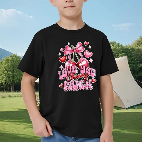 Image of Valentines Heart Shirt for Kids-Boy Girl Valentines Day Short Sleeve Cute Tween Heart Tee Tops
