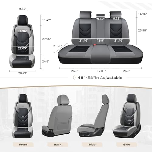 Image of Coverado Car Seat Covers, Front Seat Cover for Car, Waterproof Leather Car Seat Protector, Gray&Black Seat Covers Front Seat, Universal Car Seat Cushion Automotive Seat Covers Fit for Most Vehicles