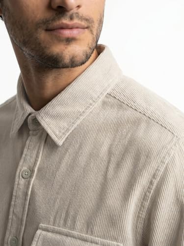 Image of Urbano Fashion Men's Corduroy Full Sleeve Regular Fit Solid Overshirt with Utility Pockets