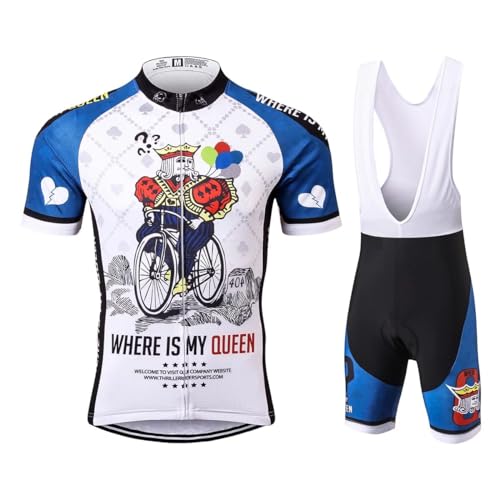 Thriller Rider Sports Mens Where is My Queen サイクルジャージ メンズ 男性自転車運動服装半袖 +キャミソールパンツ セット Medium