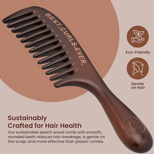 Peine para cabello rizado Controlled Chaos de madera durazno miniatura 6