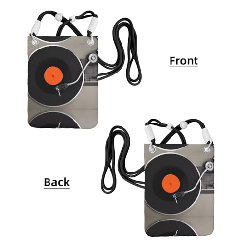 Black Carry Crossbody Purse â€“ Vintage Vinyl Record Print Mobile Phone Bag, Lightweight, Perfect for Shopping, and Outdoor Activities2