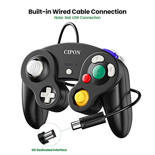 Cipon Gamecube Controller, Wired Controller Gamepad Compatible With Nintendo Wii/Gamecube - Enhanced (Black & Black) #TOP1