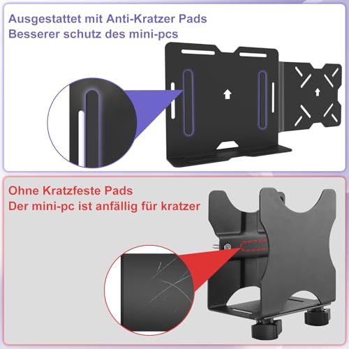 Universelle VESA Halterung für Mini PC Verstellbare Halterung für Dell HP Lenovo Mini Computer, Modems, USV-Geräte, Kabelboxen und Mehr Mini PC Halterung kann VESA-Arme Anschließen mit Schrauben