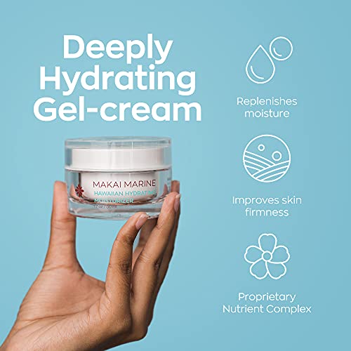 Hanalei Makai Marine Face Moisturizer Gel Cream, Lightweight Non-Greasy Lotion for Dry Skin, Hydrating Formula with Hawaiian Botanicals, Vegan & Cruelty-Free, 1.7 fl oz