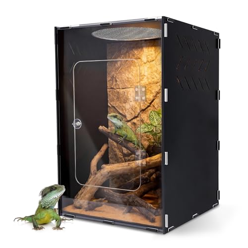 25 Gallon Reptile Tank Enclosure 16x16x24 Reptile Terrarium Acrylic Front Opening with Metal Translucent Mesh Top for Crested Gecko Lizards Snakes Chameleon