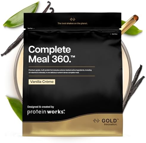 Protein Works | Complete Meal 360 - Gold, Vanillecreme, 5 Portionen, 500g | Mahlzeitenersatz Shake, Abnehmen Shake, Vollwertige Ernährung, 165 Vorteile, 24 Vitamine & Mineralstoffe
