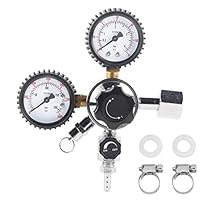CO2-Regler für Fassbier, Fassregler mit Druckentlastungsventil, Dual-Kegerator-Manometer für Kühlschrank, Zwei-Tasten-Druckregler für Brautanks, CO2-Druckanzeige für gebrautes Bier