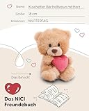 NICI Kuscheltier Bär mit Herz 18cm - hellbraun - Stofftier aus weichem Plüsch, niedliches Plüschtier zum Kuscheln und Spielen, für Kinder & Erwachsene, tolle Geschenkidee - 61559