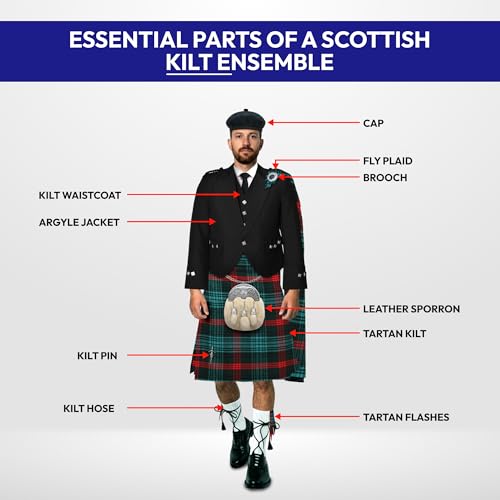 Image of 8 Yard Mens Kilt - Authentic Tartan Kilt for Men Highland Outfit for Weddings & Traditional Scottish Wear