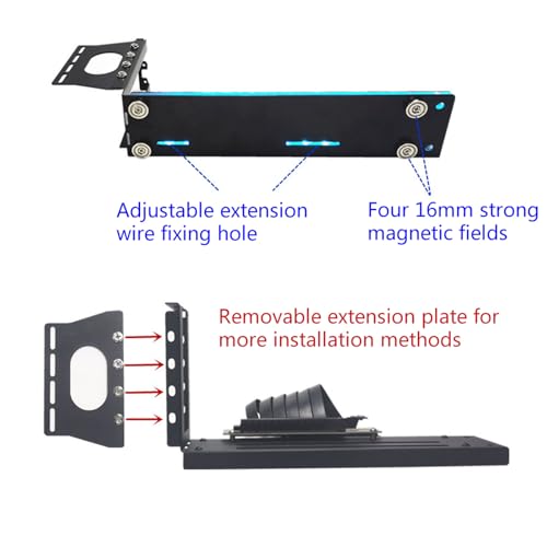 Soporte vertical para tarjetas gráficas, soporte para GPU, soporte para chasis con LED 12 V 4 pines RGB Gpu soporte vertical - imagen 5