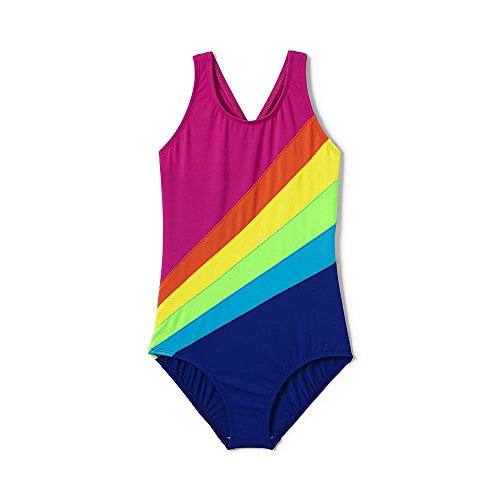 Lands' End Girls Smart Swim One Piece Swimsuit, 14, Cerise Pink