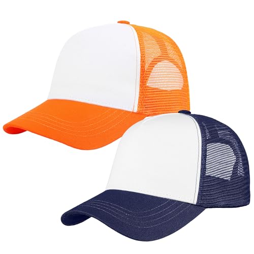 Image of Falari 5-Panel Mesh Baseball Cap, Trucker Hat, Structured Plain Design, Cotton, Adjustable Size